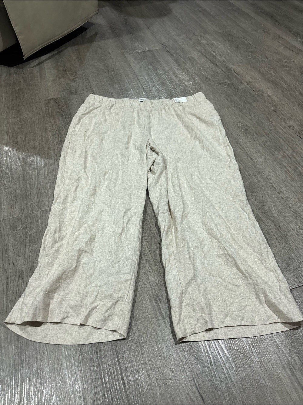 Abercrombie and Fitch Linen Blend Pull On Wide Leg Pant In Tan Size XXL Short - Picture 2 of 4